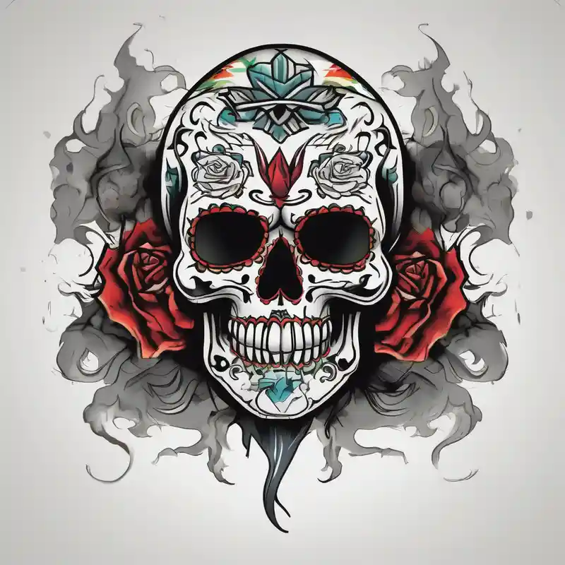 old school style Black Lotus Tattoo Designs in 2024 about Mexican skull with smoke coming out of the bottom orange and black skull-ideas and Mexican skull with smoke coming out of the bottom orange and black skull-ideas