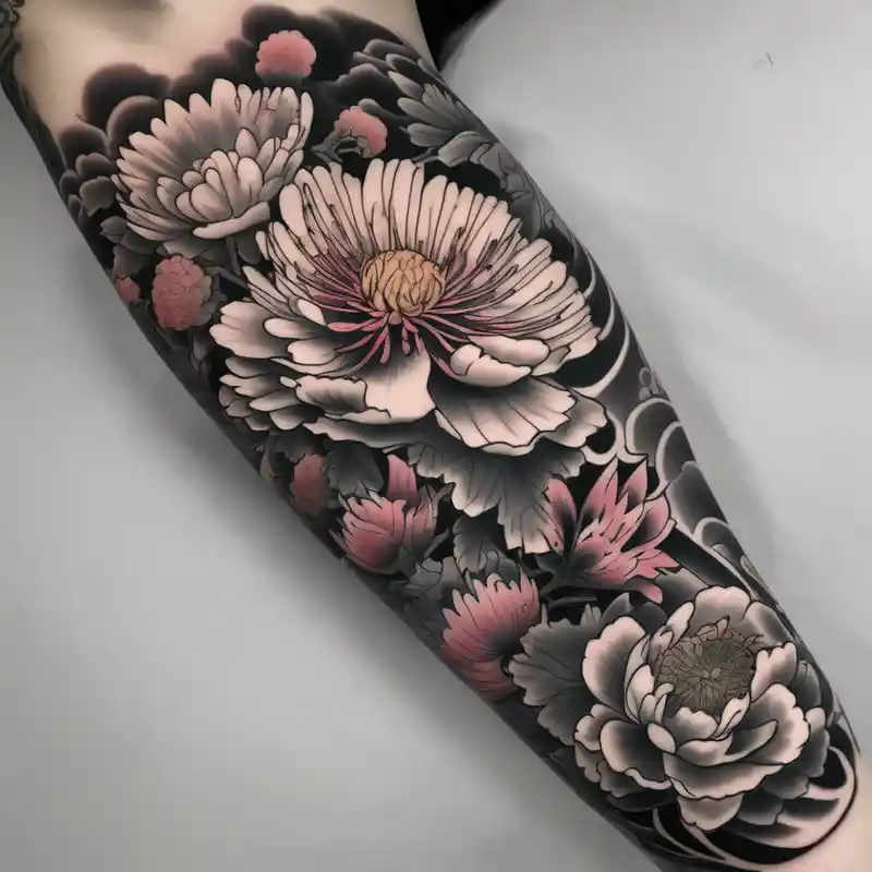 realistic style Sleeve Tattoo Ideas and Designs in 2025 & free generation about all traditional Japanese flowers sleeve sleeve-ideas and all traditional Japanese flowers sleeve sleeve-ideas