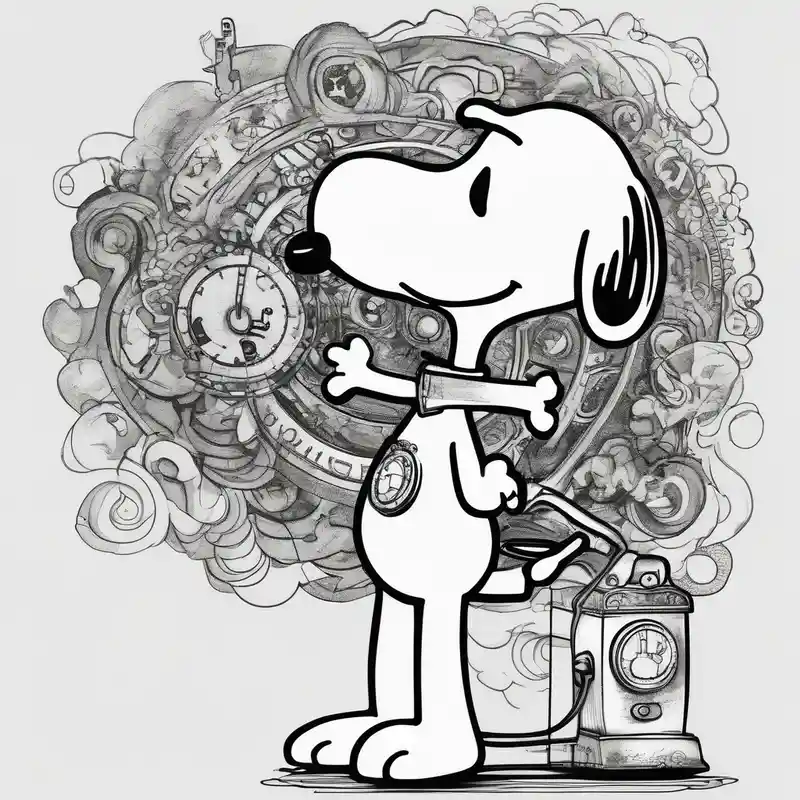 surreal style Snoopy Tattoo Ideas in 2025 about happy snoopy side profile calling on a dial telephone and happy snoopy side profile calling on a dial telephone