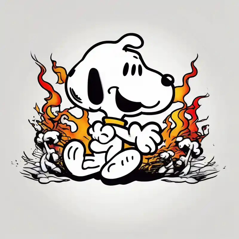 black and white style 2025年のスヌーピータトゥーアイデア about snoopy in a battle with Garfield and snoopy in a battle with Garfield