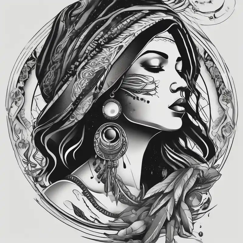 black and white style Tatuajes en el Esternón para Mujeres Ideas de Tatuajes en 2025 about Shamanic women blowing healing dust sternum-for-women and Shamanic women blowing healing dust sternum-for-women