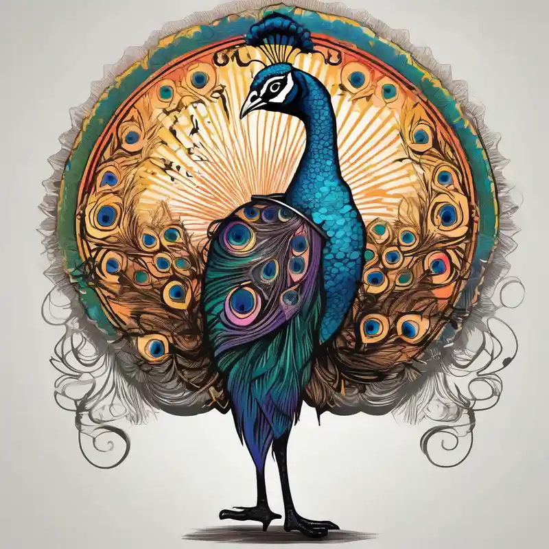 black and white style Ideas para kits de tatuajes Stick and Poke en 2025 about Colorful peacock that is longer than it is wide over a sublime style sun standing in a stick with a horseshoe over the top of the peacock to each side of the stick stick-and-poke and Colorful peacock that is longer than it is wide over a sublime style sun standing in a stick with a horseshoe over the top of the peacock to each side of the stick stick-and-poke