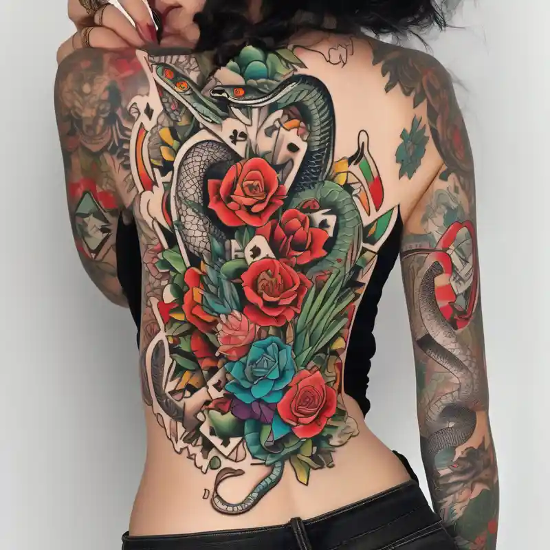 old school style Tattoo Stickers Tattoo Ideas in 2025 about womens western sticker tattoo sleeve with playing cards and snakes