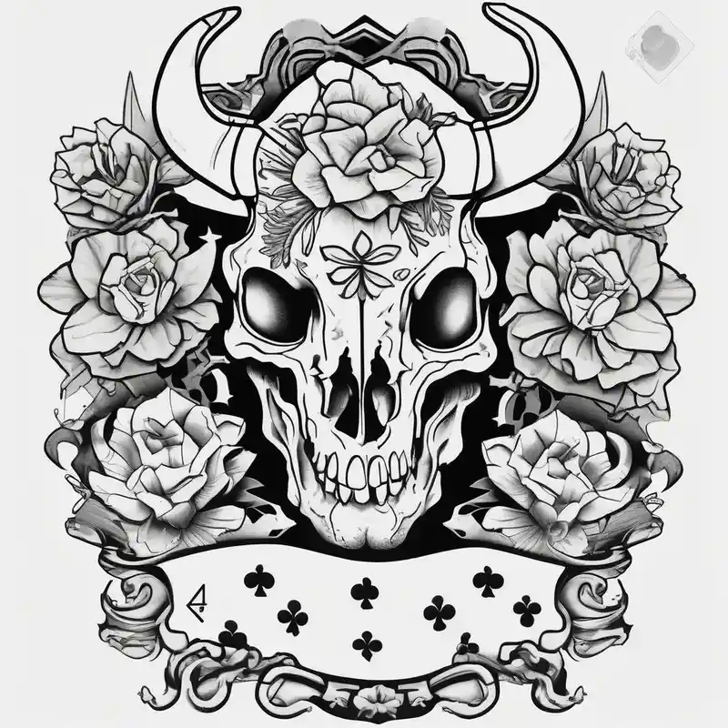 cartoon style Stick and Poke Tattoo Kit Ideas in 2025 about womens western sticker tattoo arm sleeve with playing cards and bullskull