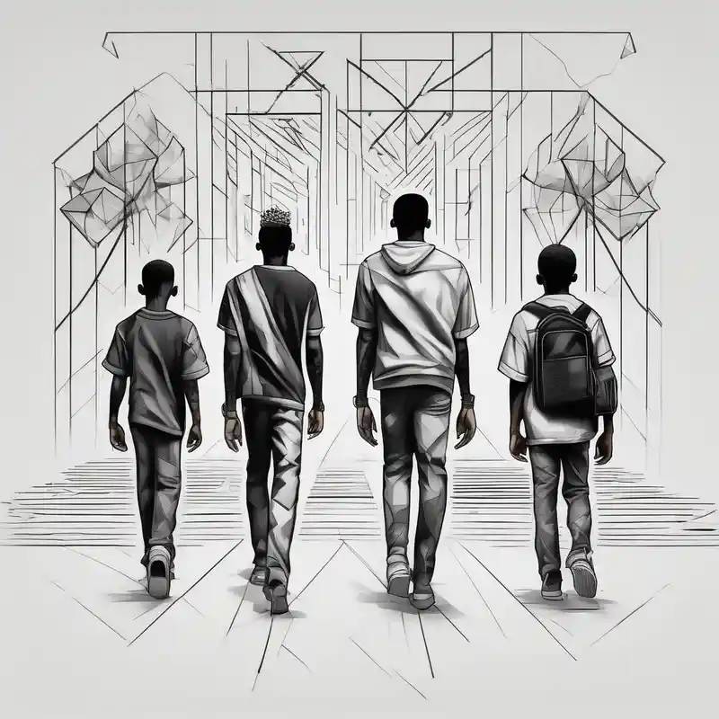 geometric style Designs de Tatouage de Rue en 2025 &Générer gratuitement about the bond between three black school age brothers walking away down a street showing full bodies and the bond between three black school age brothers walking away down a street showing full bodies