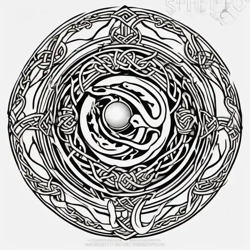 japanese style Snake Tattoo Ideas and Designs in 2024 about A Celtic styled sun with a snake and A Celtic styled sun with a snake