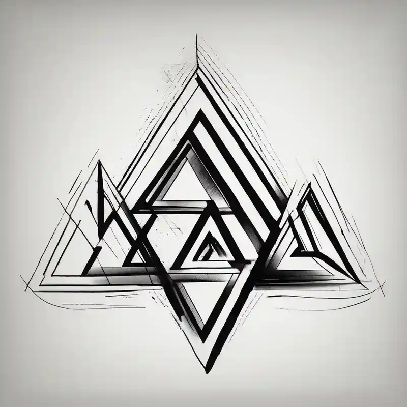 blackwork style Second Skin Tattoo Ideas in 2025 about I want triangle. Spirit mind and body. Three triangles with same width and height. The first will be slightly offset to the right and the second slightly busunuty down three-crosses and I want triangle. Spirit mind and body. Three triangles with same width and height. The first will be slightly offset to the right and the second slightly busunuty down three-crosses