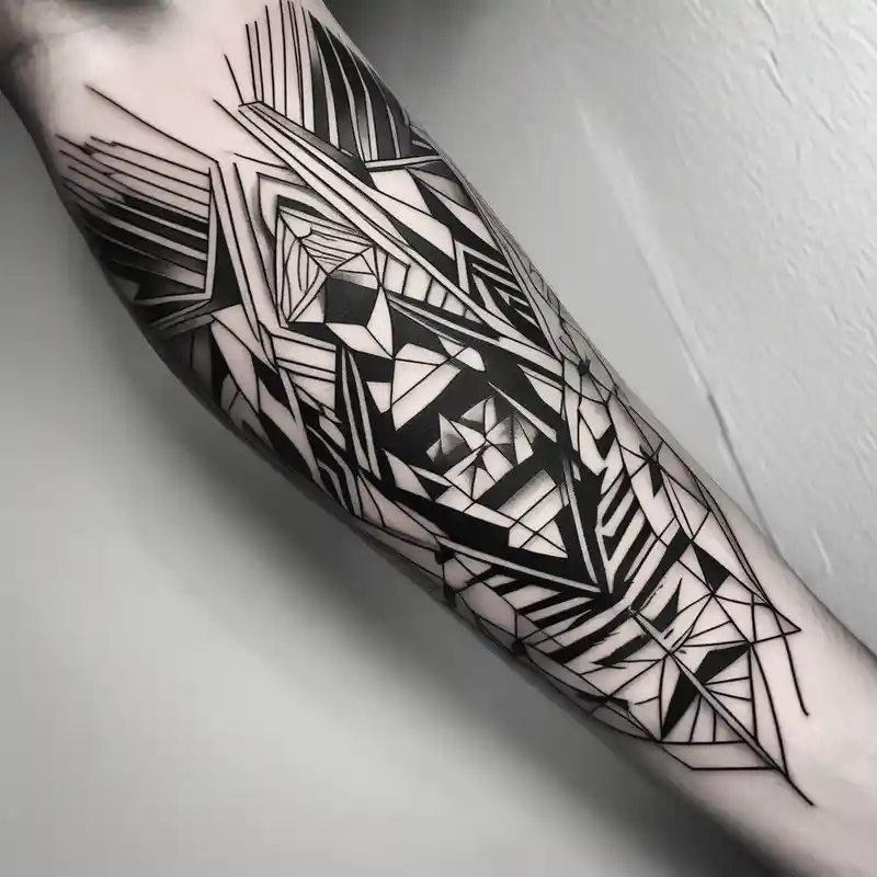 black and white style Idées de tatouages de feuille d'érable géométriques en 2025 &Générer gratuitement about forearm tattoo and geometric