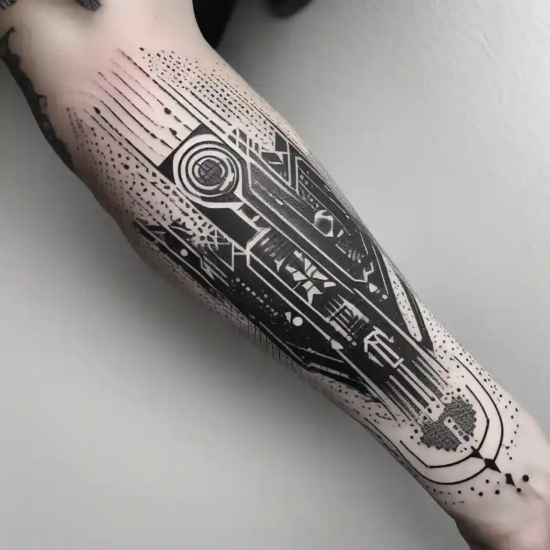 dotwork style Idées de tatouages de feuille d'érable géométriques en 2025 &Générer gratuitement about cyberpunk 2077 and forearm tattoo