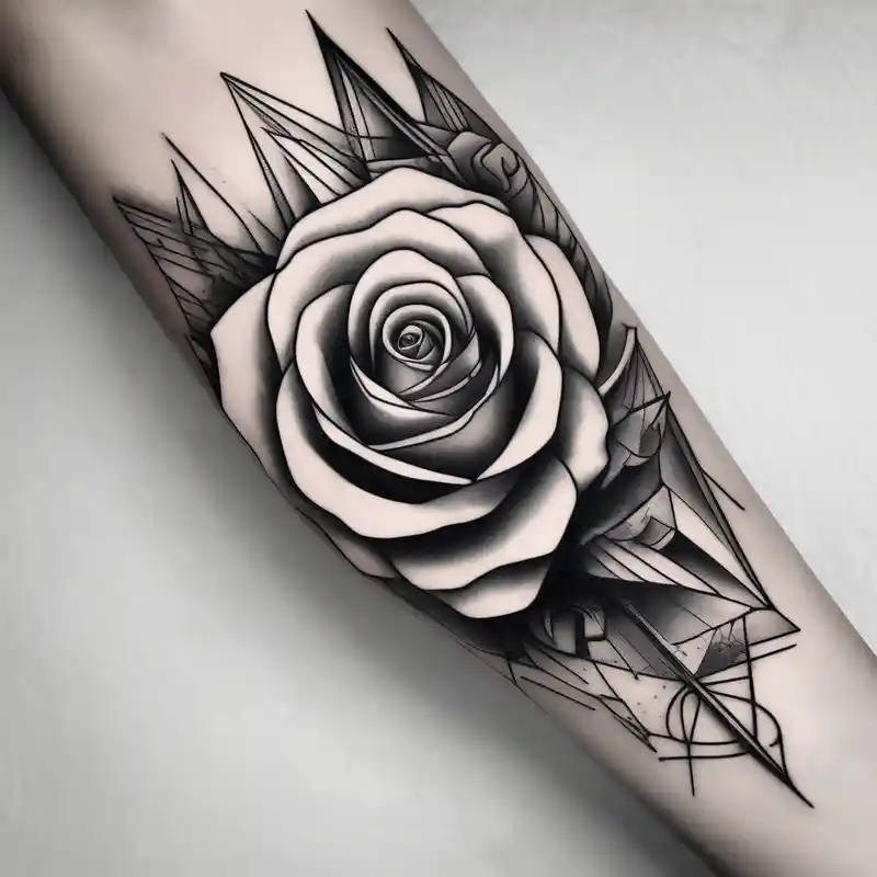 surreal style 2025年の男性向けの喉のタトゥーアイデア about forearm tattoo and geometric rose