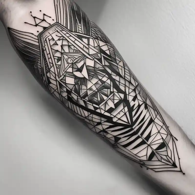 blackwork style Geometric Maple Leaf Tattoo Ideas in 2025 & free generation about forearm tattoo and geometric