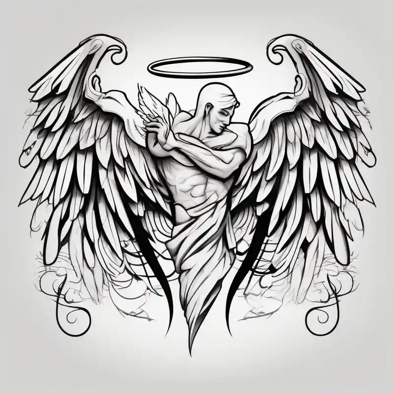 cartoon style Tatuajes en la garganta para hombres: Ideas de tatuajes en 2025 about Arm sleeve for men with angels wings throat-for-men and Arm sleeve for men with angels wings throat-for-men