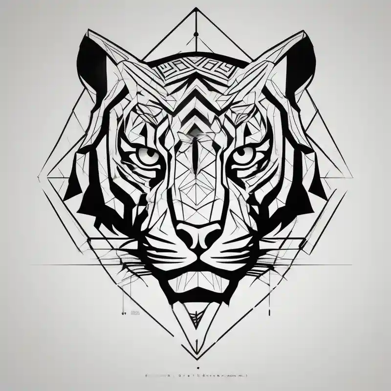 geometric style 2025年の神聖なアートタトゥーのアイデア about Tiger silhouette with sacred geometry and shapes and Tiger silhouette with sacred geometry and shapes