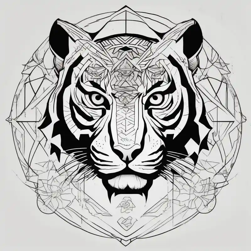 japanese style Sacred Art Tattoo Ideas in 2025 about Tiger silhouette with sacred geometry and shapes and Tiger silhouette with sacred geometry and shapes