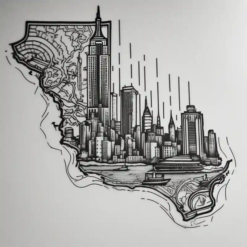 blackwork style Idées de tatouages touchants en 2025 about new york state outline and florida outline touching-new and new york state outline and florida outline touching-new