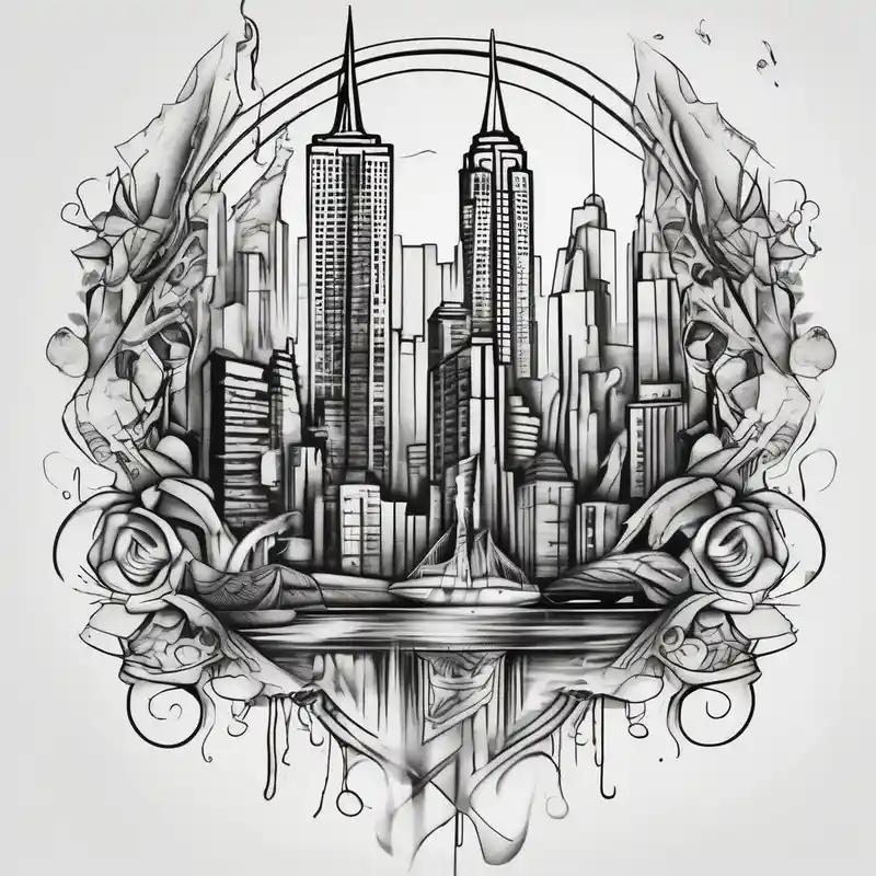 sketch style Idées de tatouages touchants en 2025 about new york and florida small touching-new and new york and florida small touching-new