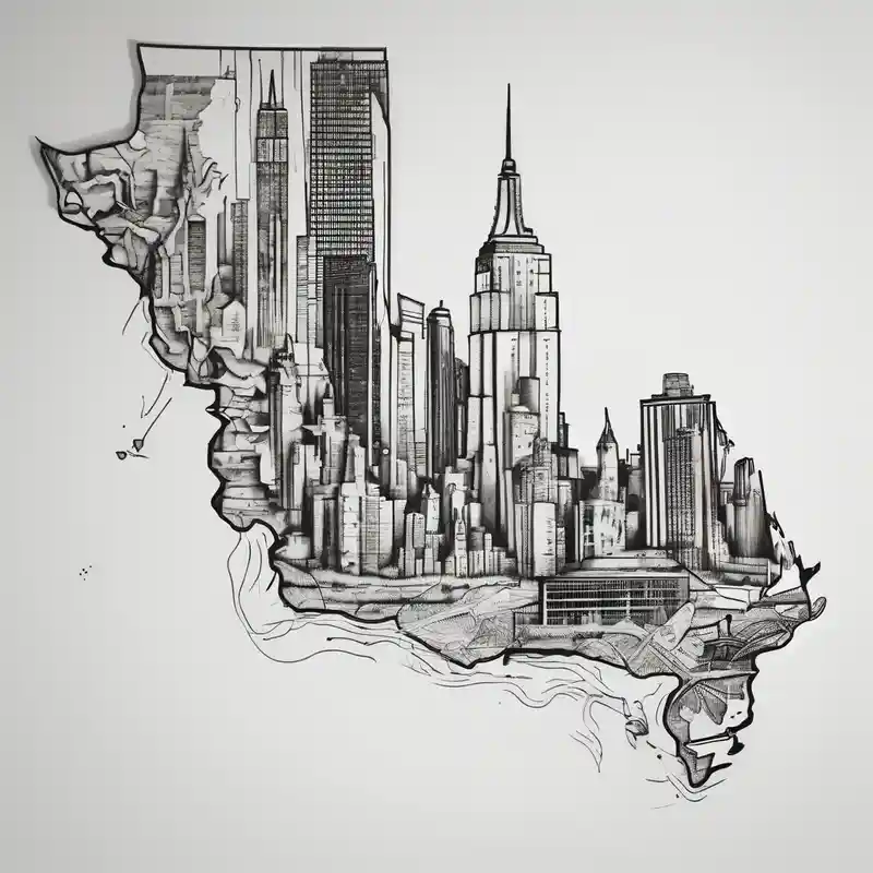 sketch style Idées de tatouages touchants en 2025 about new york state outline and florida outline touching-new and new york state outline and florida outline touching-new