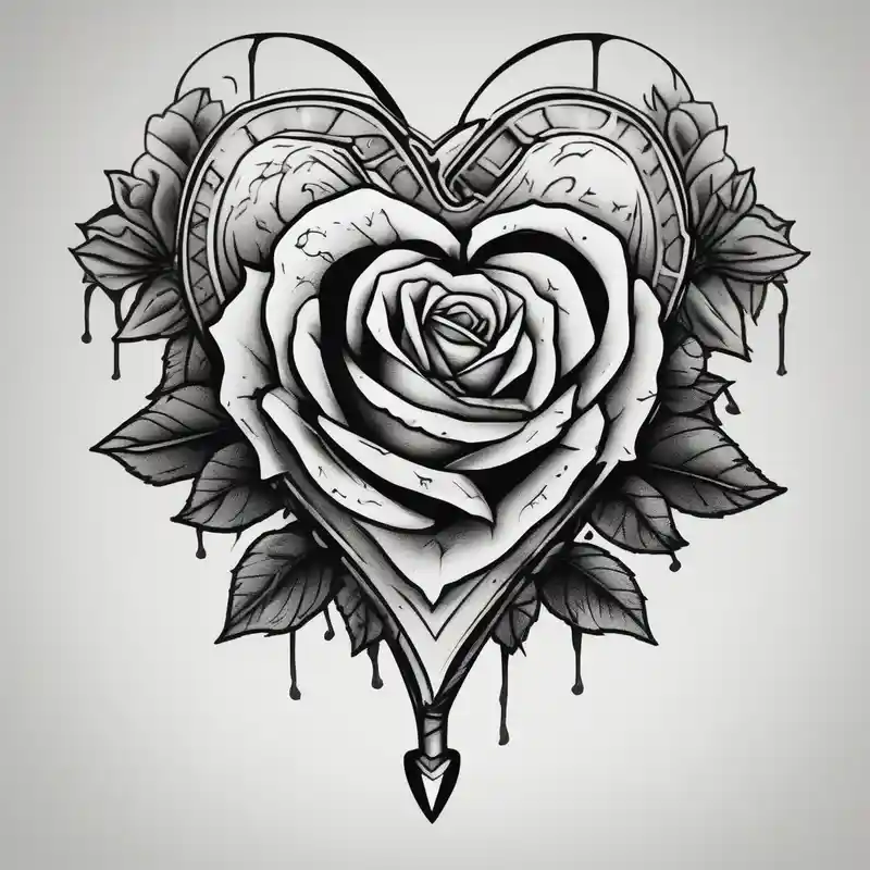 blackwork style Roses Tattoo Ideas in 2025 about dagger piercing a heart with roses traditional-rose and dagger piercing a heart with roses traditional-rose