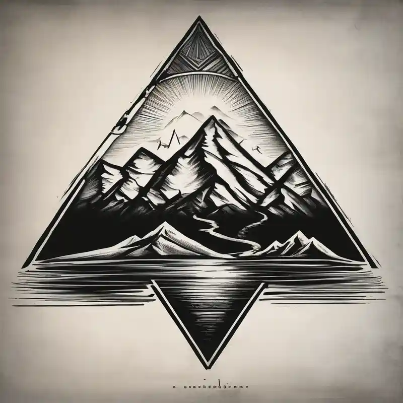 dotwork style Triangle Tattoo Ideas in 2025 about Mountains with the river running through it and a triangle around it with Humboldt at the top Mendocino  in the left bcorner and Trinity in the right and Mountains with the river running through it and a triangle around it with Humboldt at the top Mendocino  in the left bcorner and Trinity in the right