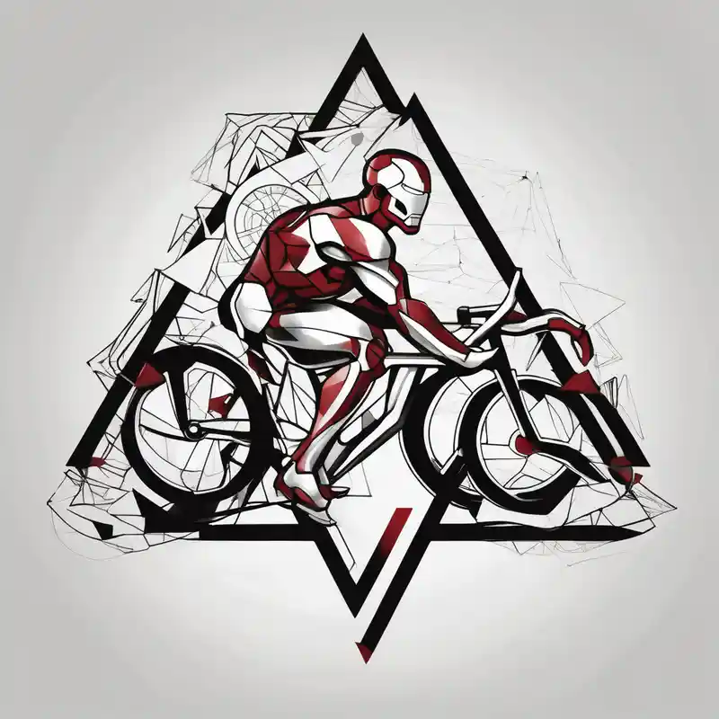 realistic style Three Crosses Tattoo Ideas in 2025 about I want an ironman logo outlined with a triangle. off of the three points and i want the word adaptability and a swimmer