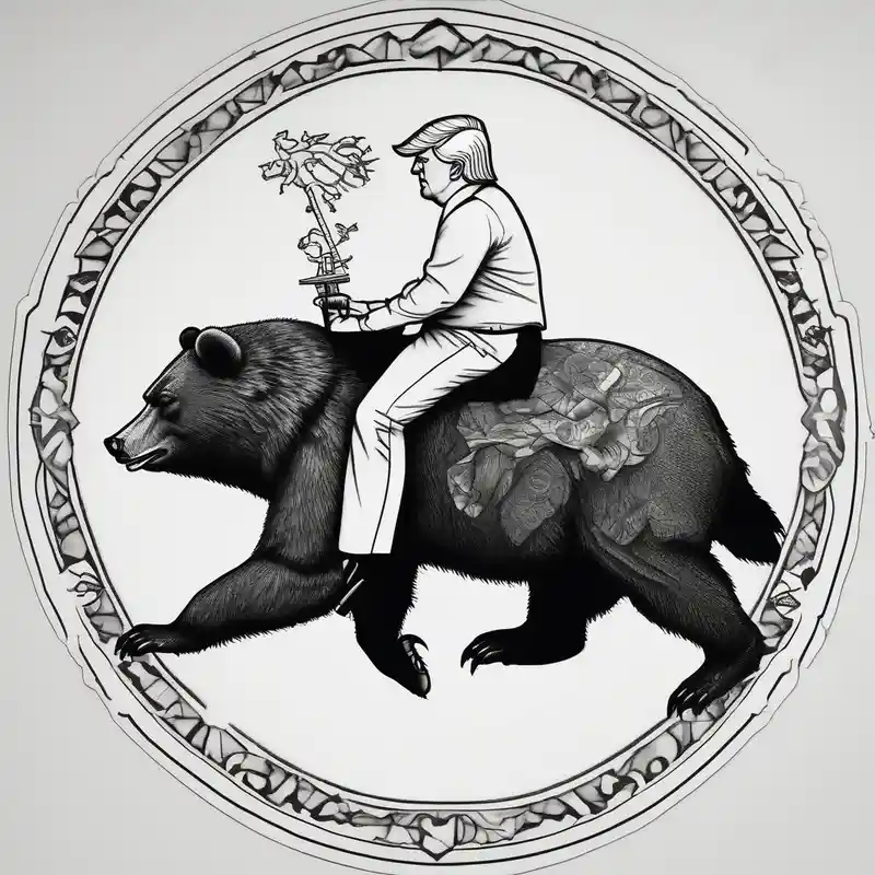 blackwork style Trump Tattoo Ideas in 2025 about Donald trump riding bear and Donald trump riding bear