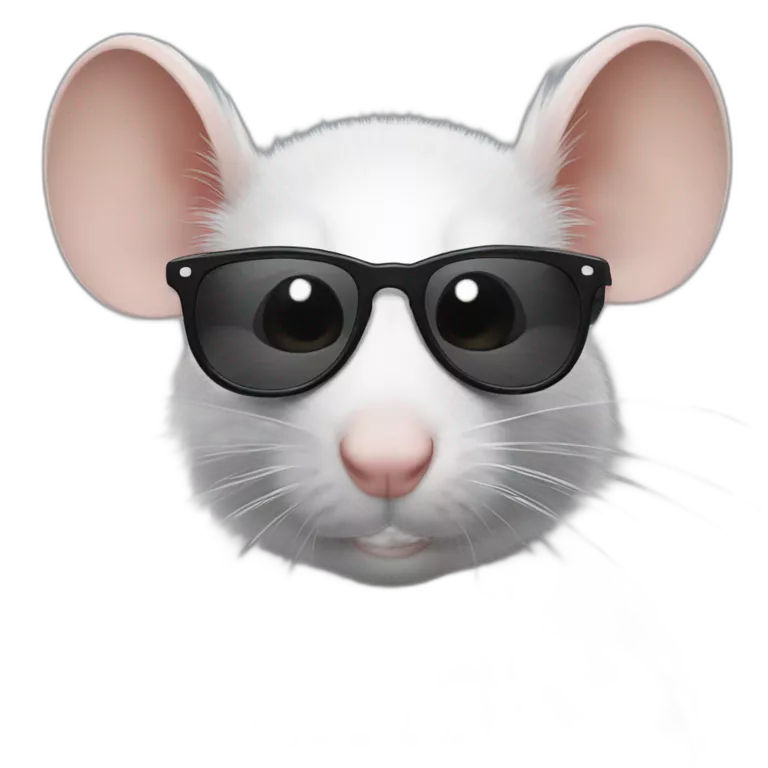 Un rat avec des lunettes et avec des cheveux noirs