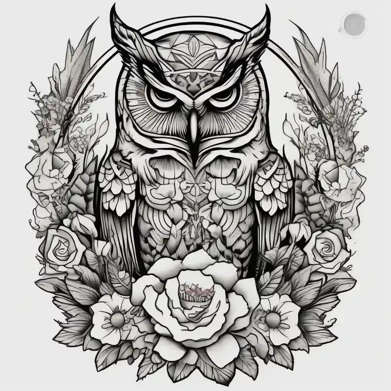 old school style Idées de tatouages de licorne en 2025 about Owl and wildflowers and unicorn and warrior princess half sleeve and Owl and wildflowers and unicorn and warrior princess half sleeve