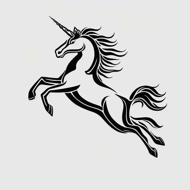 minimalist style Unicorn Tattoo Ideas in 2025 about Unicorn jumping over a penguin with the sun and Unicorn jumping over a penguin with the sun