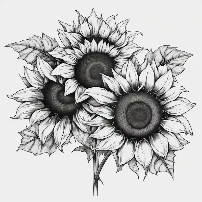 black and white style 太陽のタトゥーデザインとその意味 about band tattoo with two sunflowers on it wedding-band and band tattoo with two sunflowers on it wedding-band