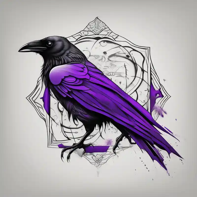 surreal style 2025年のウェディングバンドタトゥーアイデア about A crow tattoo that incorporates a strip/band of purple somewhere in the design to represent dealing with domestic abuse. Be creative. wedding-band and A crow tattoo that incorporates a strip/band of purple somewhere in the design to represent dealing with domestic abuse. Be creative. wedding-band