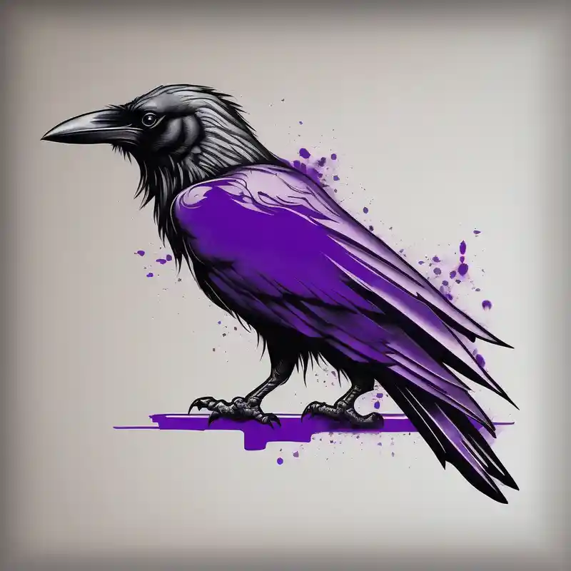 realistic style 2025年のタトゥーデザインアイデア213選 about A crow tattoo that incorporates a strip/band of purple somewhere in the design to represent dealing with domestic abuse. Be creative. wedding-band and A crow tattoo that incorporates a strip/band of purple somewhere in the design to represent dealing with domestic abuse. Be creative. wedding-band