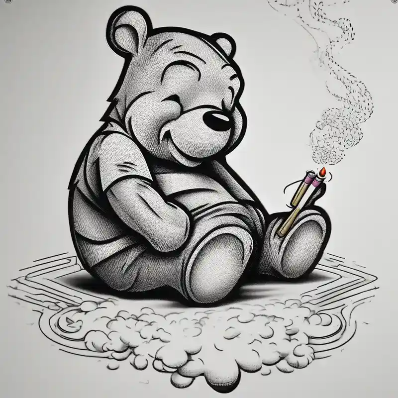 dotwork style 2025年のくまのプーさんのタトゥーアイデア about Winnie Pooh smoking joint winnie-the-pooh and Winnie Pooh smoking joint winnie-the-pooh