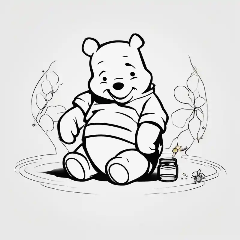 minimalist style 2025年のくまのプーさんのタトゥーアイデア about Winnie Pooh one hand in the honey and one hand holding bland winnie-the-pooh and Winnie Pooh one hand in the honey and one hand holding bland winnie-the-pooh