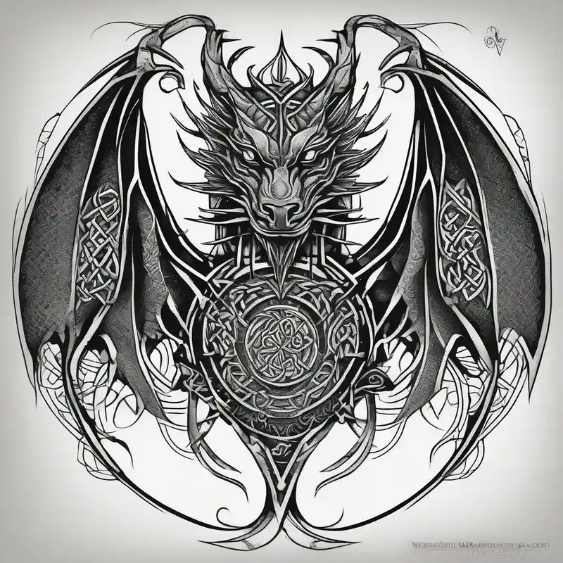 blackwork style Chest Tattoos for Men Tattoo Ideas in 2025 & free generation about Celtic dragon tattoo with head on chest and tail that wraps over trapezius onto back and Celtic dragon tattoo with head on chest and tail that wraps over trapezius onto back