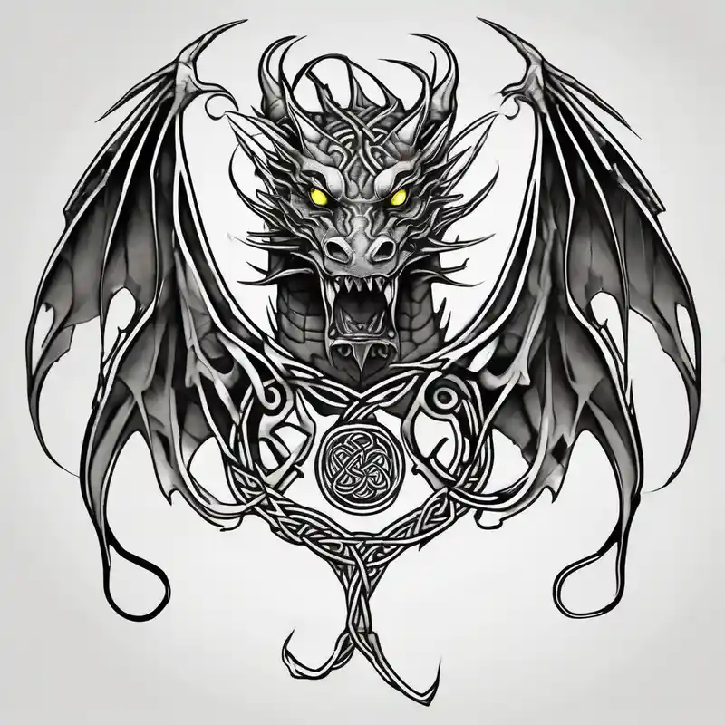 sketch style Chest Tattoos for Men Tattoo Ideas in 2025 & free generation about Celtic dragon tattoo with head on chest and tail that wraps over trapezius onto back and Celtic dragon tattoo with head on chest and tail that wraps over trapezius onto back